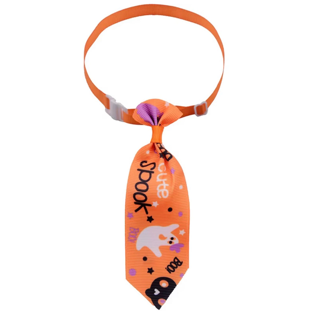 Halloween Ghost Print Dog Bow Tie Adjustable Neck